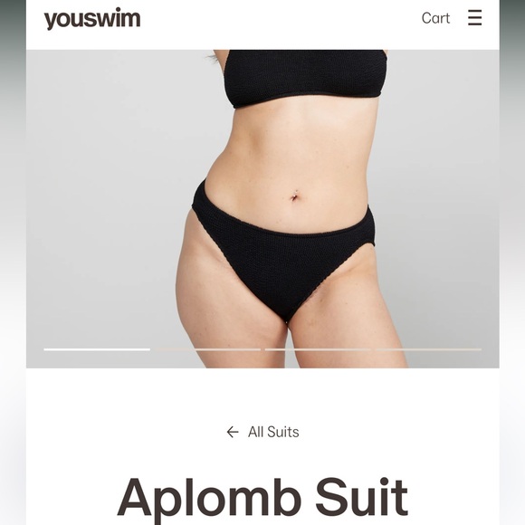 YouSwim Aplomb Suit Standard Waist Black Matching Top and Bottom - Picture 2 of 4